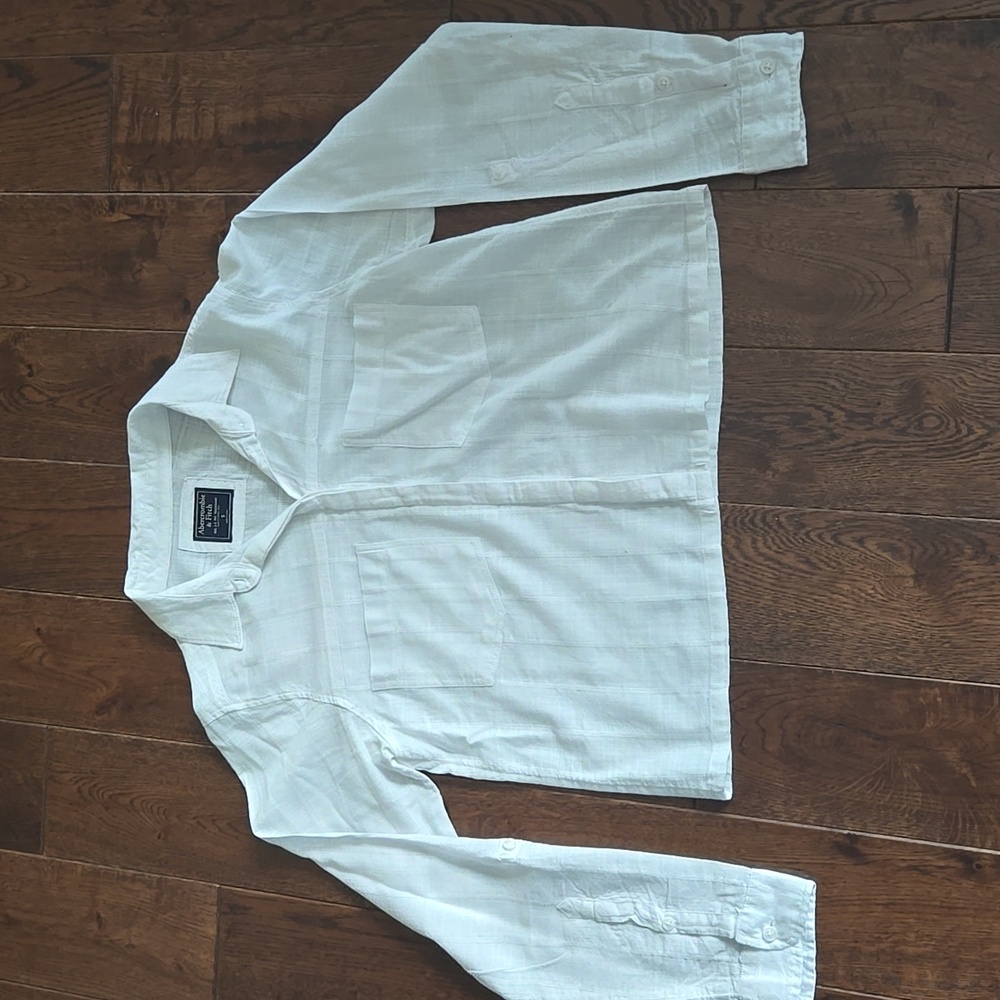 Abercrombie & Fitch White Self Stitched Long Sleeve Blouse S Like New